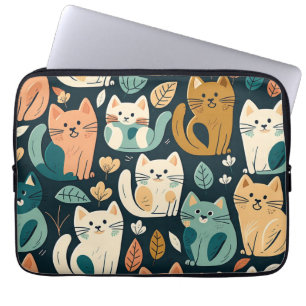 Artsy Cat Mönster Cute Laptop Fodral