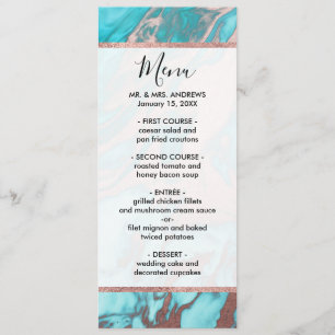 Artsy Chic Guld Aqua Mint Blue Marble Mönster Meny