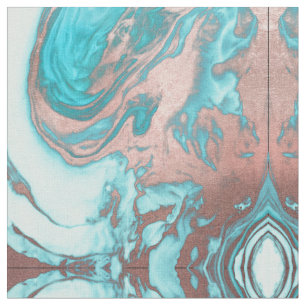 Artsy Chic Guld Aqua Mint Blue Marble Mönster Tyg