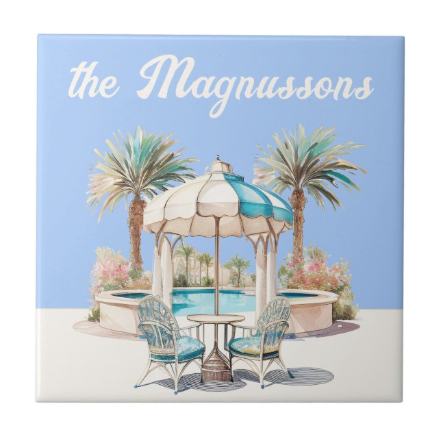 Artsy Coastal Anpassningsbar House nr Beach cabana Kakelplatta (Framsidan)