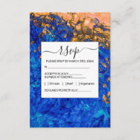 Artsy Cobalt Blue Golden Gult Akrylmålning