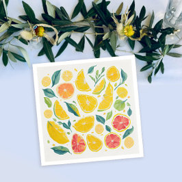 Artsy Colorful Citrus Fruits Watercolor Mönster Pappersservett