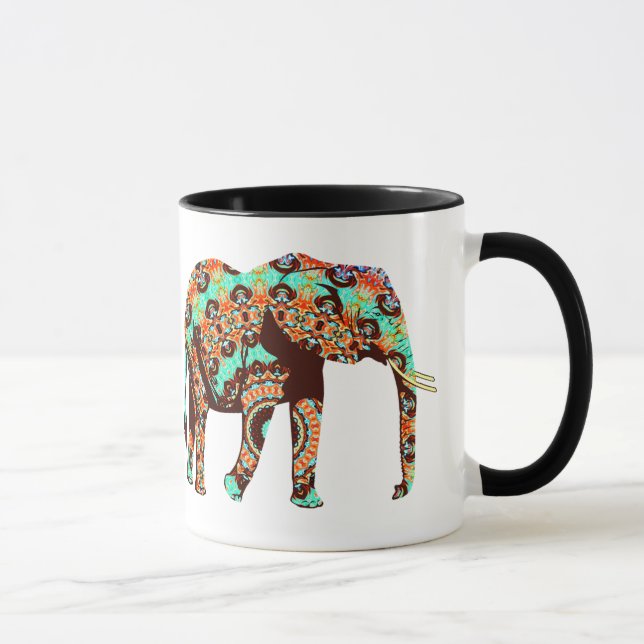 Artsy Colorful Elephant Coffee Mugg (Höger)