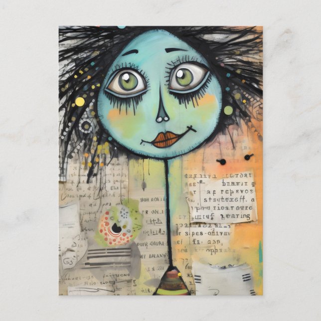 Artsy Dam 2 Grönt ögon Vykort (Framsida)