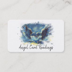 *~* Artsy Denim BLUE Heart Angel Vingar AP78 QR Visitkort