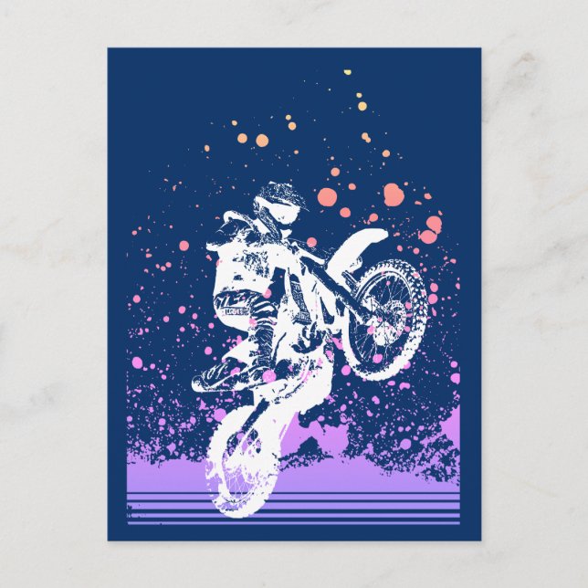 Artsy Dirt Bike Vykort (Framsida)