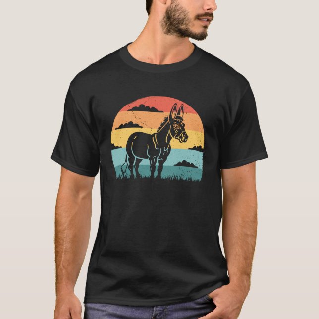 Artsy Donkey Retro & Vintage Sunset Donkey T Shirt (Framsida)