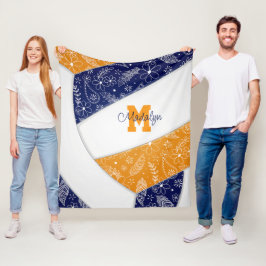 Artsy doodle navy blue orange boho volleyball fleecefilt