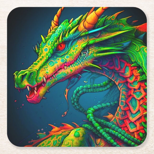 Artsy Dragon Underlägg Papper Kvadrat (Framsidan)