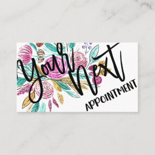 Artsy Elegant Rosa Teal Blommigt Vattenfärg Tidsbeställning Kort