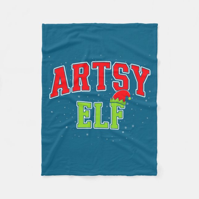 Artsy Elf Christmas Family Matching Group Xmas Act Fleecefilt (Framsidan)