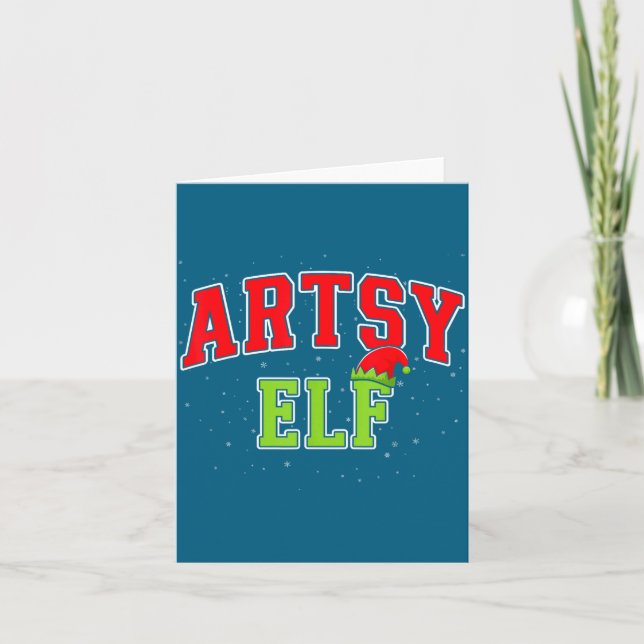 Artsy Elf Christmas Family Matching Group Xmas Act Kort (Framsida)