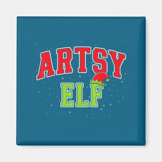 Artsy Elf Christmas Family Matching Group Xmas Act Magnet (Framsidan)
