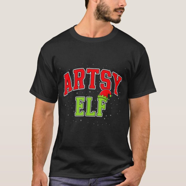 Artsy Elf Christmas Family Matching Group Xmas Act T Shirt (Framsida)