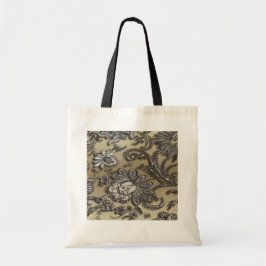 Artsy Embossed Black & Guld Flowers Tygkasse