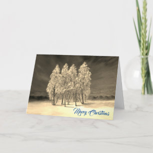 Artsy Fir Träd Blue jul Original Paint Helgkort