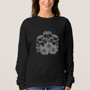 Artsy Florist Gult Flower Spooky Skull Sunflowe T Shirt