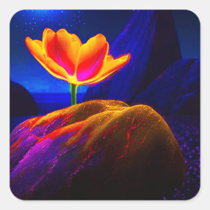 Artsy Flower Fyrkantigt Klistermärke