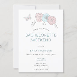 Artsy Flowers Butterfly Bachelorette Party Helg Inbjudningar
