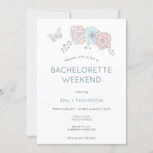 Artsy Flowers Butterfly Bachelorette Party Helg Inbjudningar