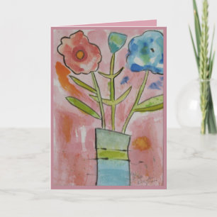 Artsy Flowers Söt Rosa Grattis på födelsedagen Kort