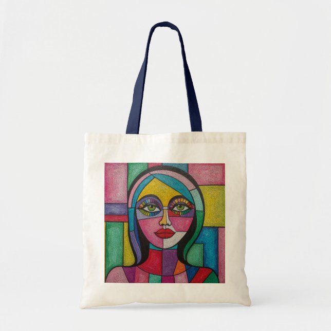 Artsy Fun Whimsical Modern Abstract Face Colorful  Tygkasse (Framsidan)