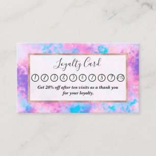 Artsy Girly Rosa Blue Abstrakt Paint Splatter Art Lojalitetskort