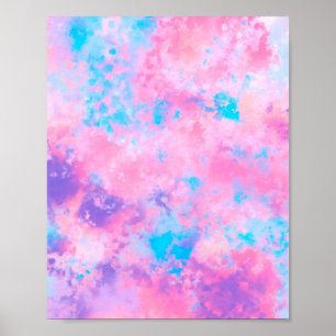 Artsy Girly Rosa Blue Abstrakt Paint Splatter Art Poster