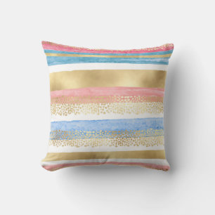 Artsy Girly Rosa Guld Blue Abstrakt Rand Kudde
