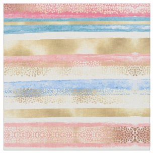 Artsy Girly Rosa Guld Blue Abstrakt Rand Tyg