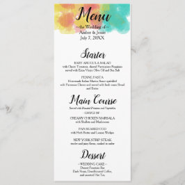 Artsy Gouache Watercolor Bröllop Menu Meny