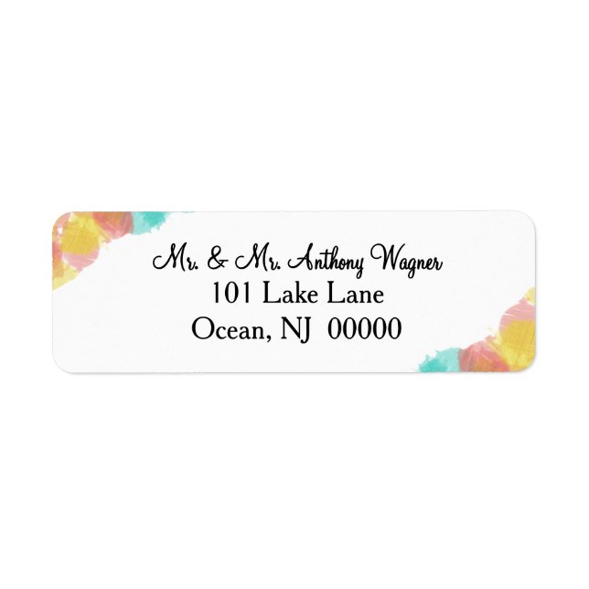 Artsy Gouache Watercolor Wedding  Returadress Etikett (Framsidan)