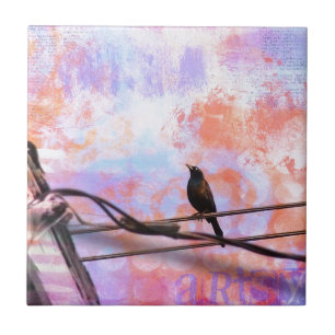 Artsy Grackle Kakelplatta