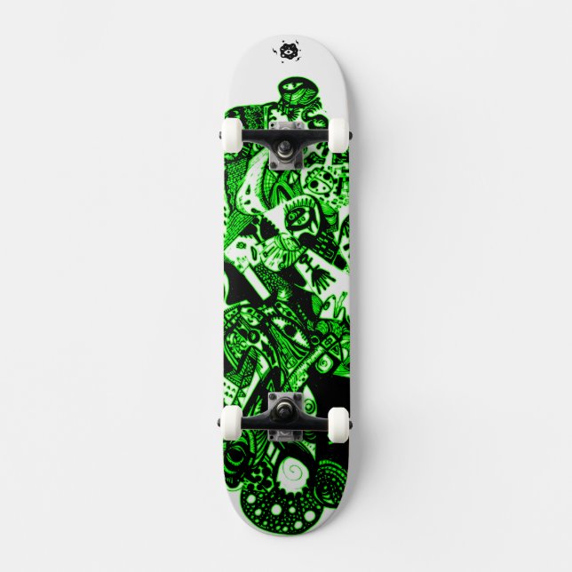 Artsy Grönt Mini Skateboard Bräda 18,5 Cm (Framsida)