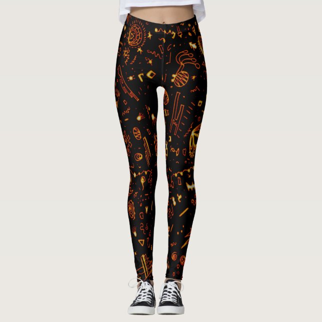 Artsy Guld Black Leggings (Framsida)