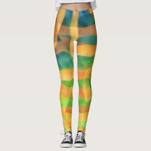 Artsy Gult och Blue Multi Leggings