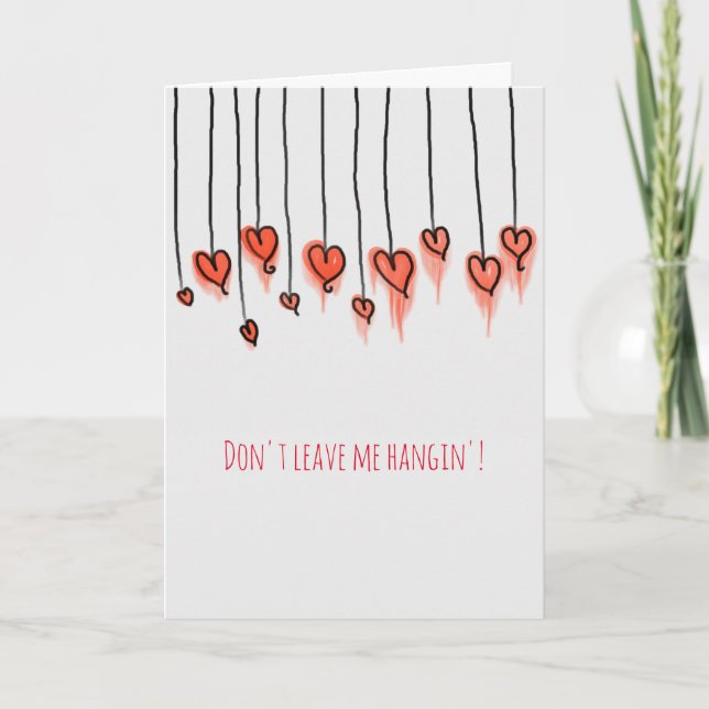 Artsy Hanging Hearts Valentine Day Card Helgkort (Framsida)