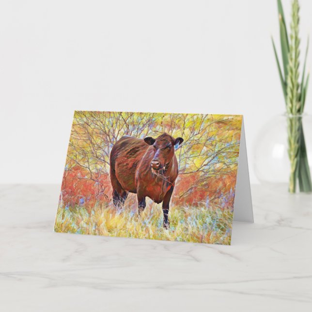 Artsy Hereford Cow Note Card Kort (Framsida)