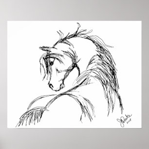 Artsy Horse Head Sketch Poster