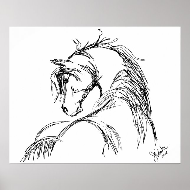 Artsy Horse Head Sketch Poster (Framsidan)