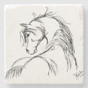 Artsy Horse Head Sketch Stenunderlägg
