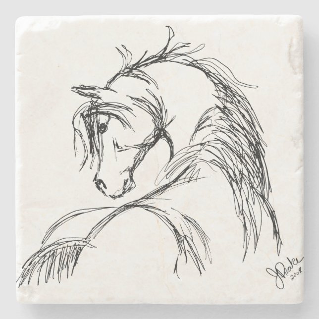 Artsy Horse Head Sketch Stenunderlägg (Framsidan)
