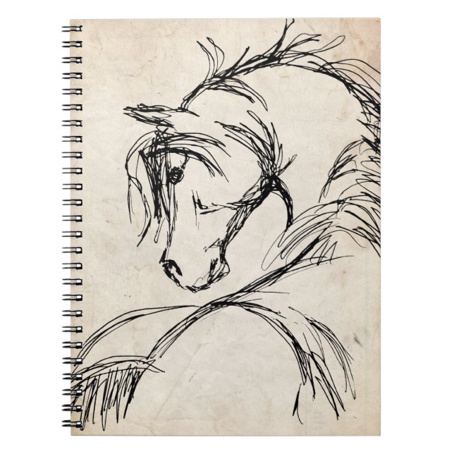 Artsy Horse Huvud Anteckningsbok Med Spiral (Framsidan)