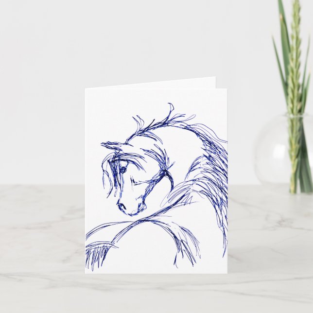 Artsy Horse Huvud Kort (Framsida)