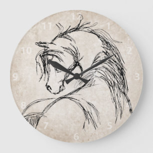 Artsy Horse Huvud Stor Klocka