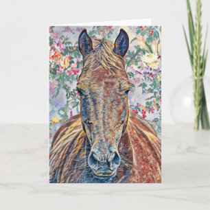 Artsy Horse on Vintage Mönster Art Note Card Kort