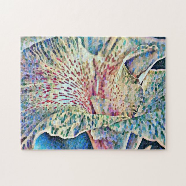 Artsy Impressionist Lily Flower Puzzle Pussel (Horisontell)