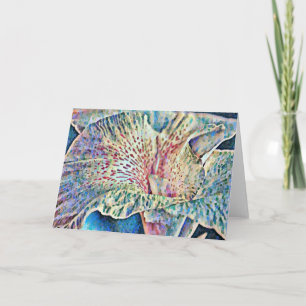 Artsy Impressionist Lily in Blue Art Note Card Kort