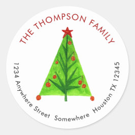 Artsy Julgran Return Namn Adress Runt Klistermärke