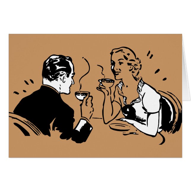 Artsy kaffe daterar hälsningskort (Framsidan Horizontal)